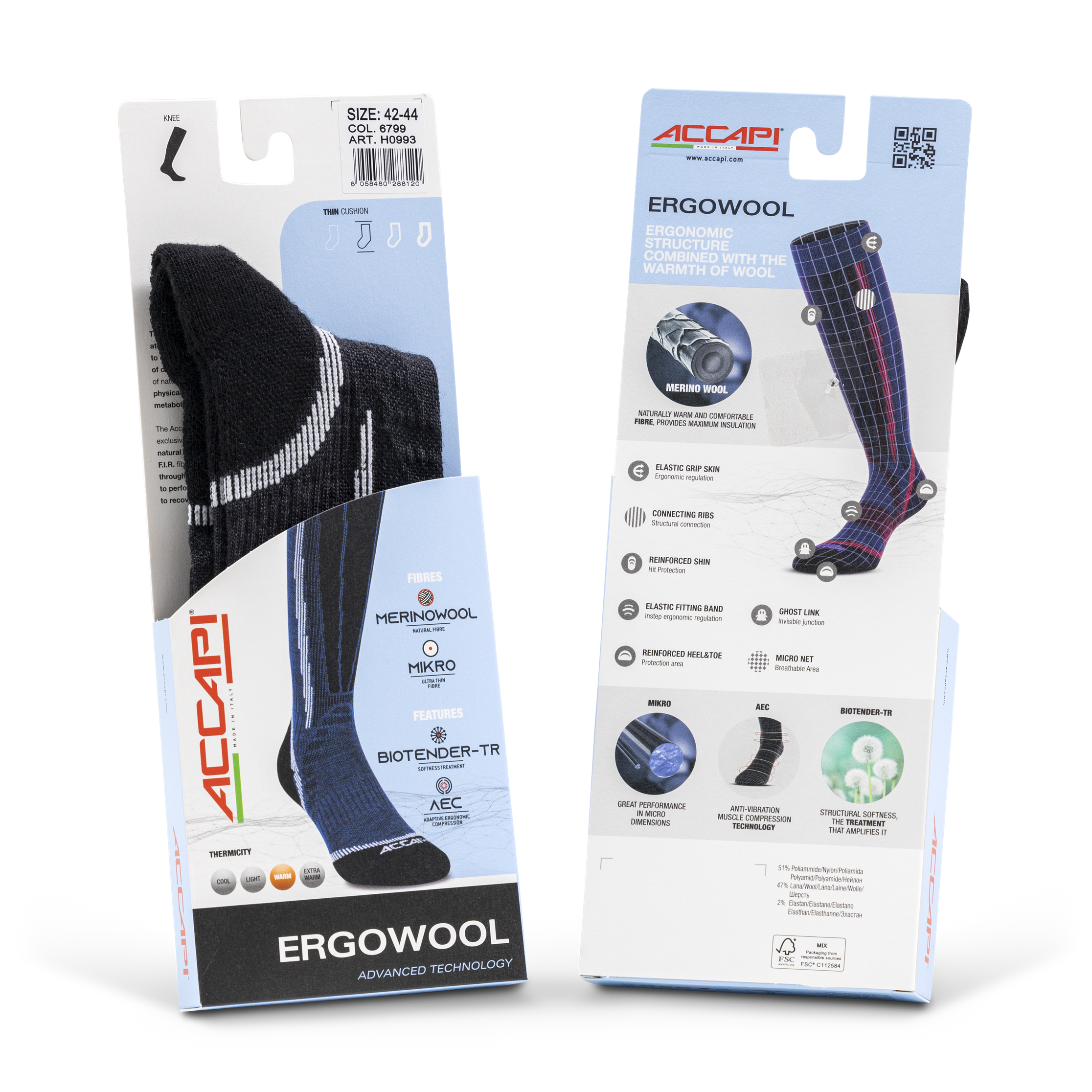 Ski ERGOWOOL Socks - Blue/Black