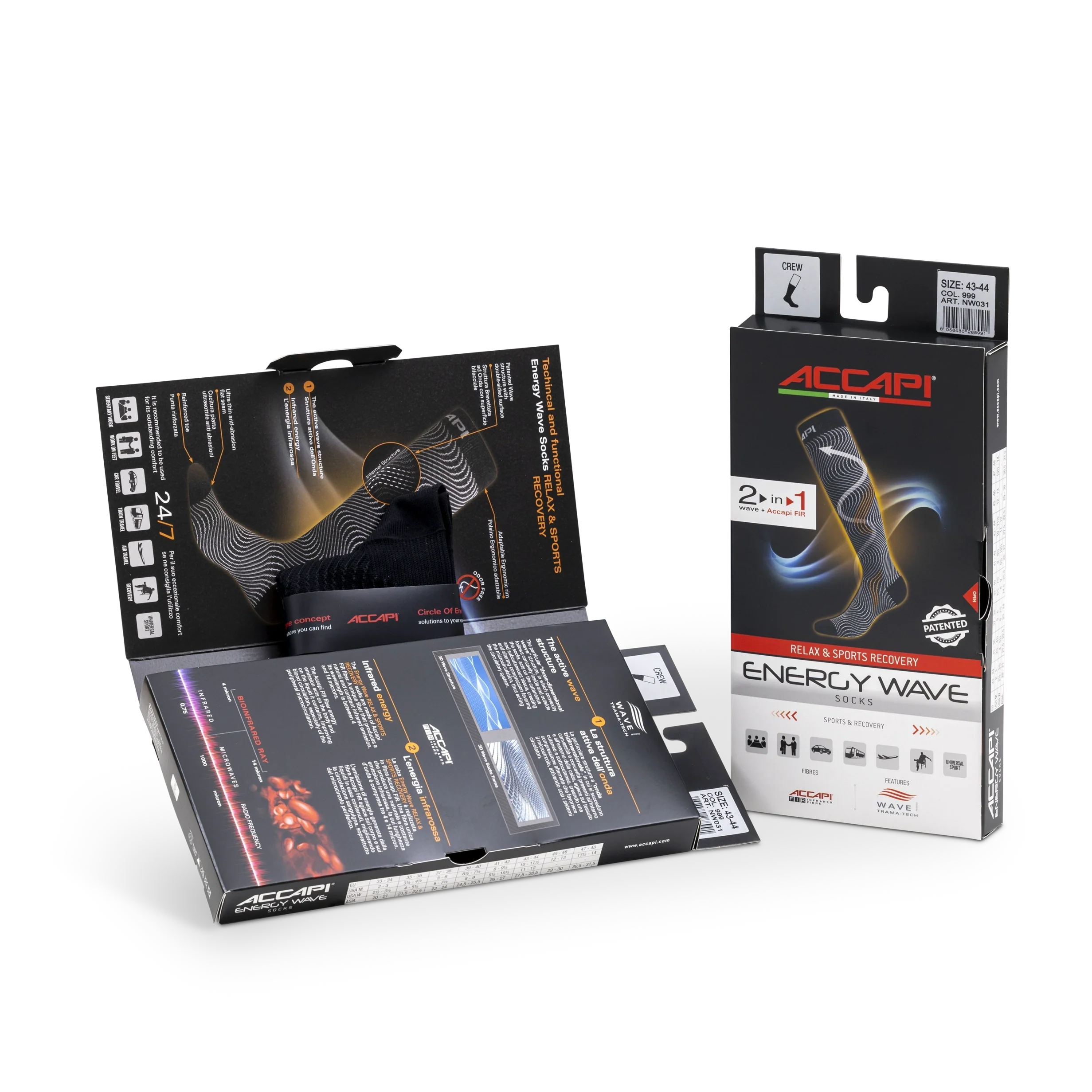 ENERGY WAVE Socks - Relax & Recovery Crew Black