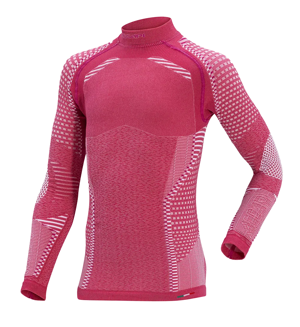 Junior Long Sleeve Shirt ERGORACING Deep Pink/White