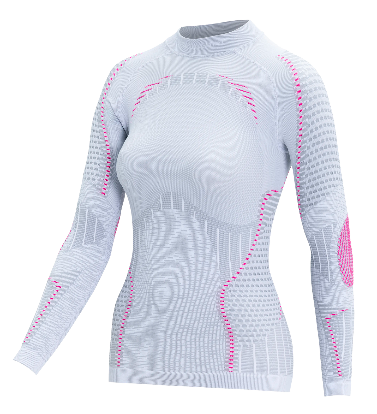 Women's Long Sleeve Shirt ERGORACING  - Silver/Fuxia