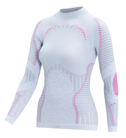 Women's Long Sleeve Shirt ERGORACING  - Silver/Fuxia