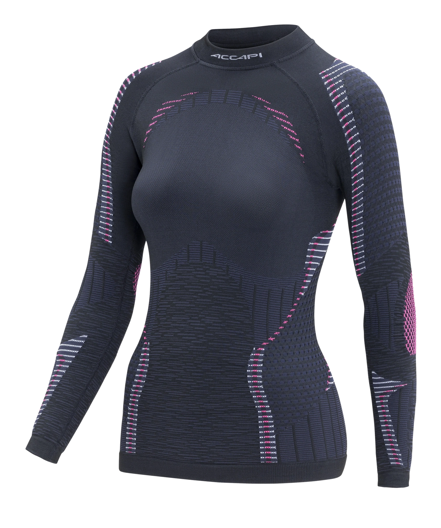 Women's Long Sleeve Shirt ERGORACING  - Black/Fuxia Fluo