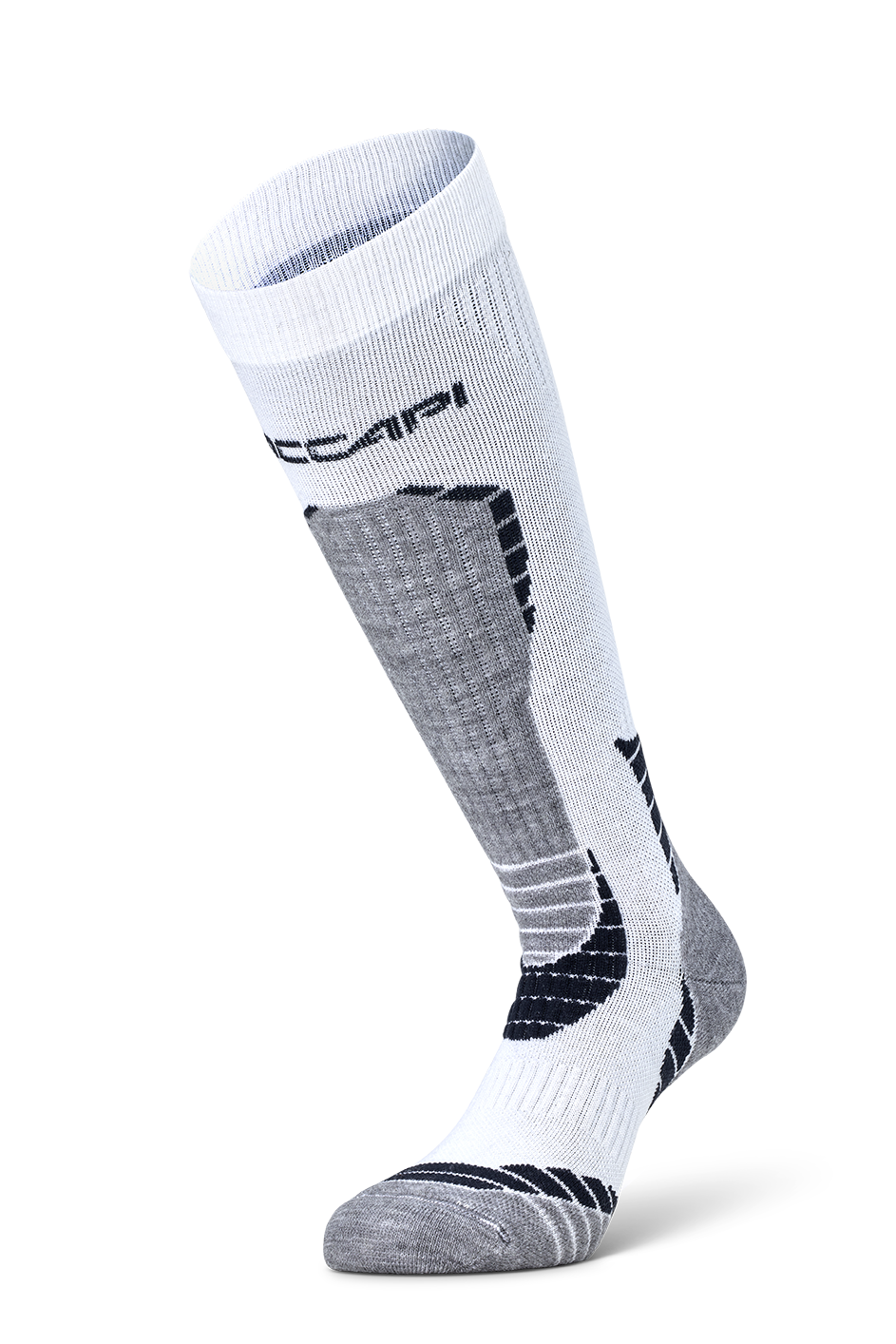 Skiwollsocken - Weiß/Grau Meliert