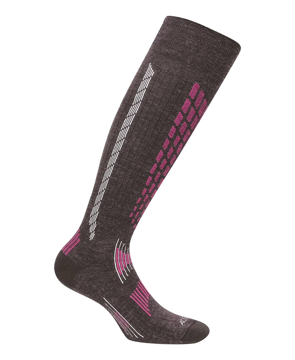 Ski Cashmere Socks - Iron/Pink