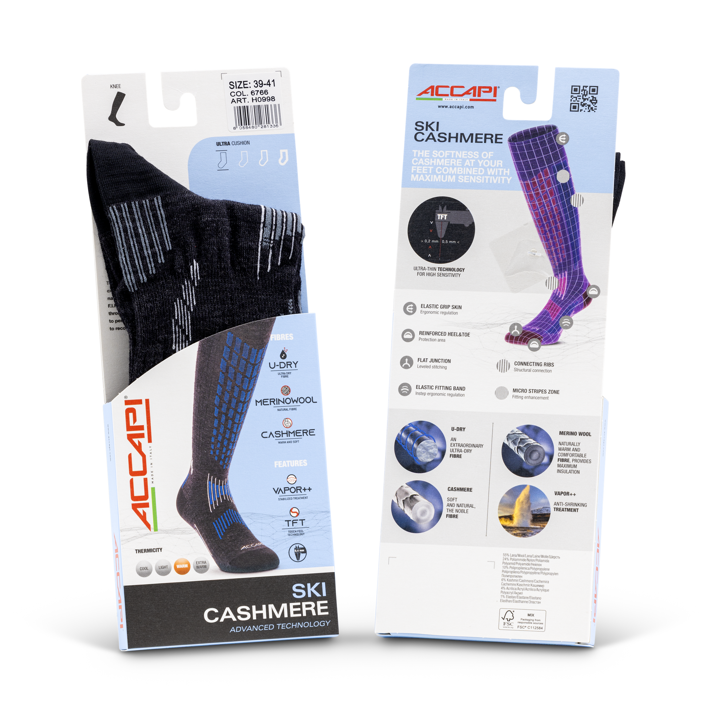 Ski Cashmere Socks - Anthracite/Iron