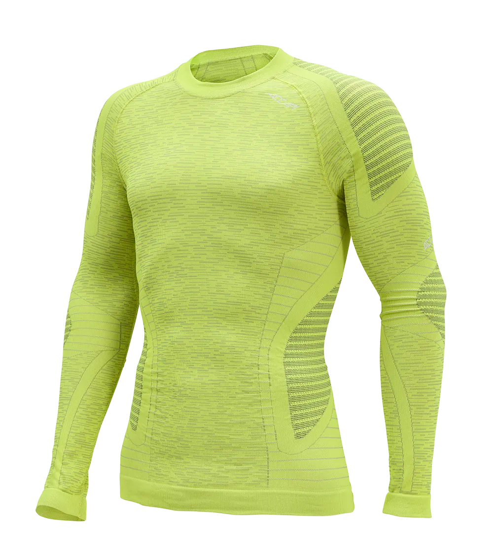 Men's Long Sleeve Shirt ERGOCYCLE - Yellow Fluo/Silver