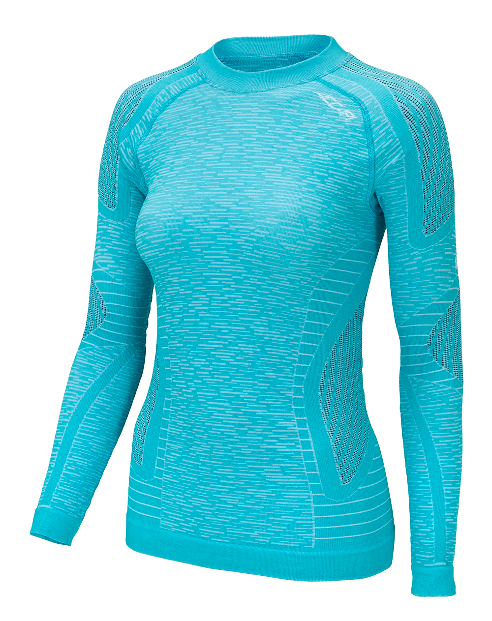 Women's Long Sleeve Shirt ERGOCYCLE - Turquoise/White