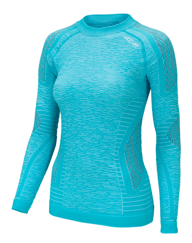 Women's Long Sleeve Shirt ERGOCYCLE - Turquoise/White