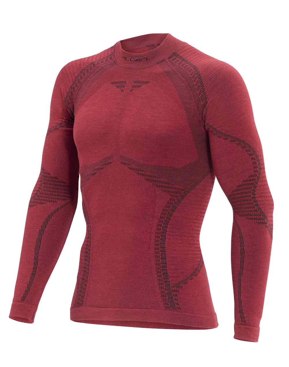 Maglia Maniche Lunghe Uomo ERGOWOOL - Bordeaux/Black