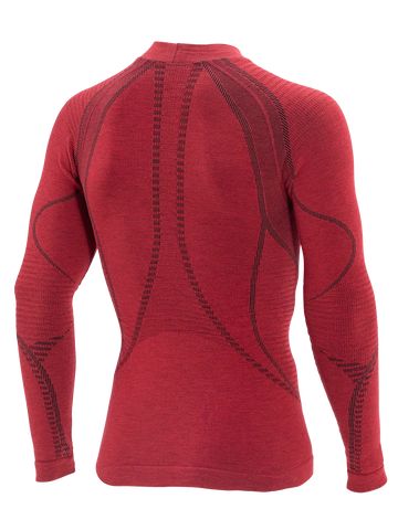 Men's Long Sleeve Shirt ERGOWOOL - Burgundy/Black - Hover