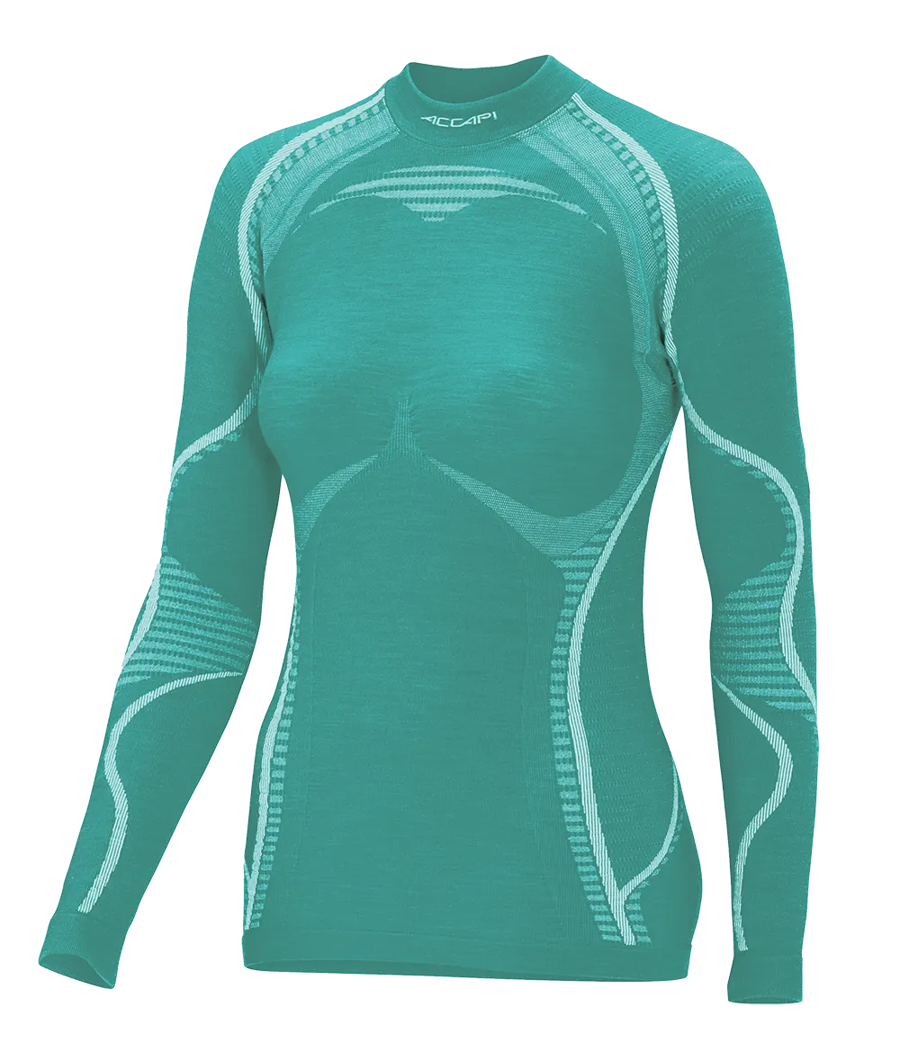 Women's Long Sleeve Shirt ERGOWOOL - Caribbean/White