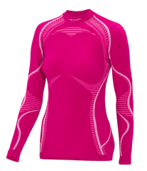 Women's Long Sleeve Shirt ERGOWOOL - Fuxia/White