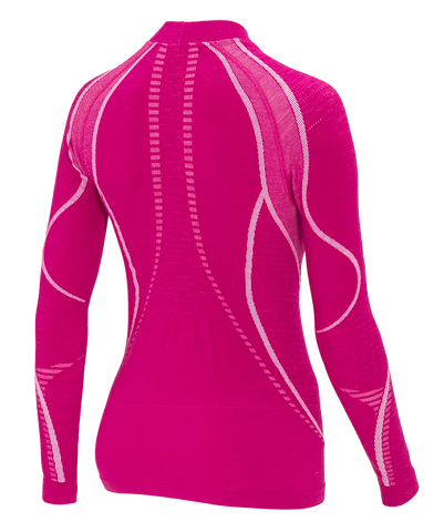 Women's Long Sleeve Shirt ERGOWOOL - Fuxia/White - Hover